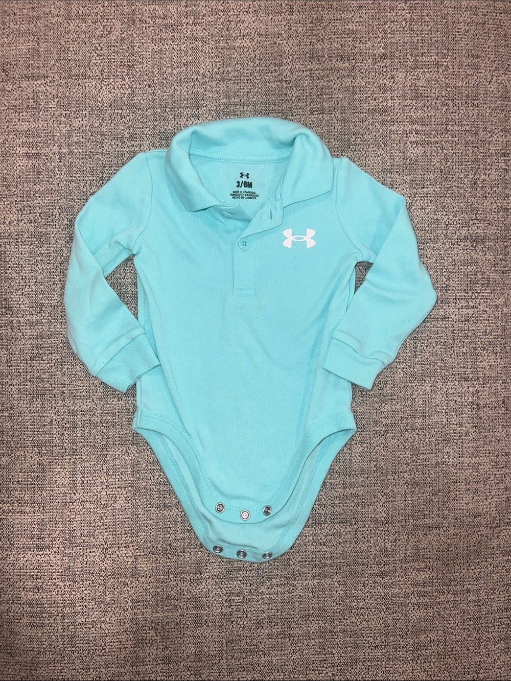 Under Armour Baby Long-Sleeve Polo Bodysuit in Aqua Blue